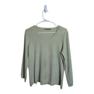 Colour Works Sweater Women L Green Cashmere Minimalist Preppy Career Holiday
